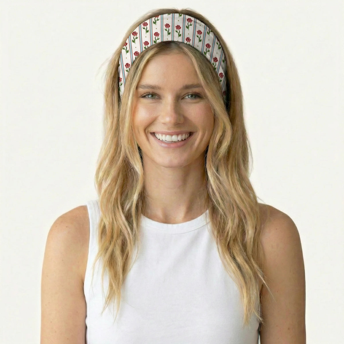 Crimson Dianthus Print Boho Bandeau Headband