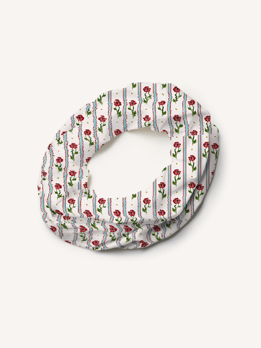 Crimson Dianthus Print Boho Bandeau Headband