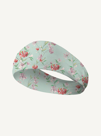 Mint Honeysuckle Print Boho Bandeau Headband