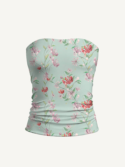 Mint Honeysuckle Print Boho Bandeau Headband