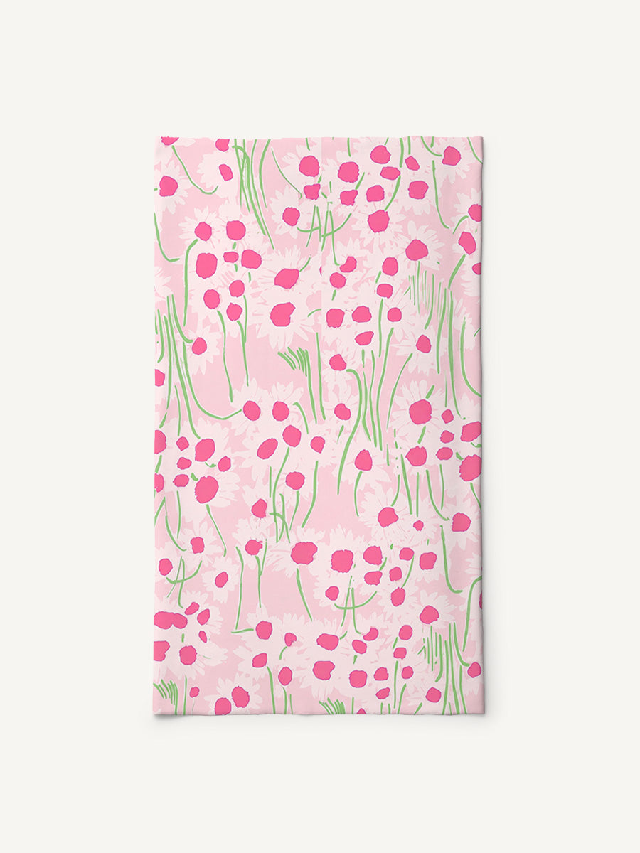 Pink Daisy Print Boho Bandeau Headband