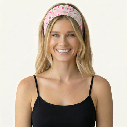 Pink Daisy Print Boho Bandeau Headband