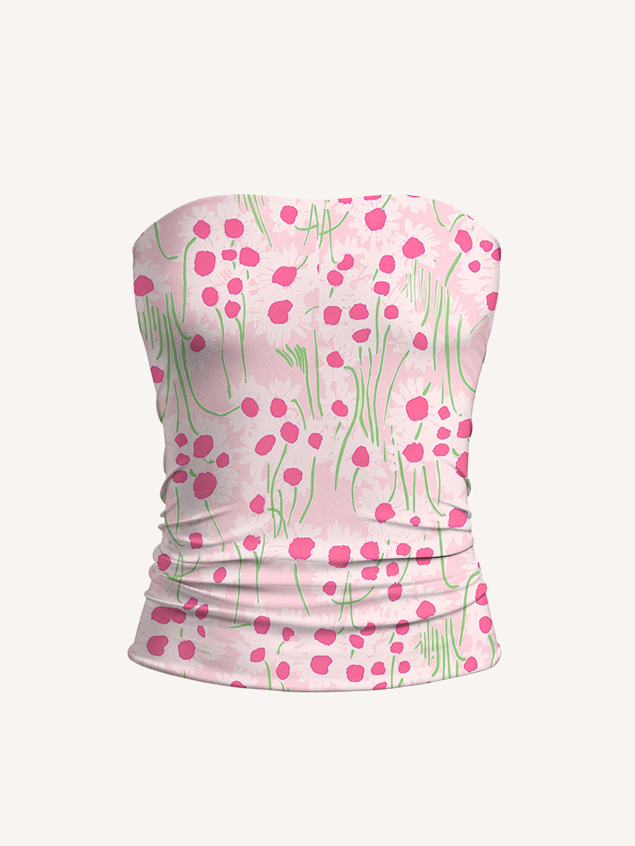 Pink Daisy Print Boho Bandeau Headband
