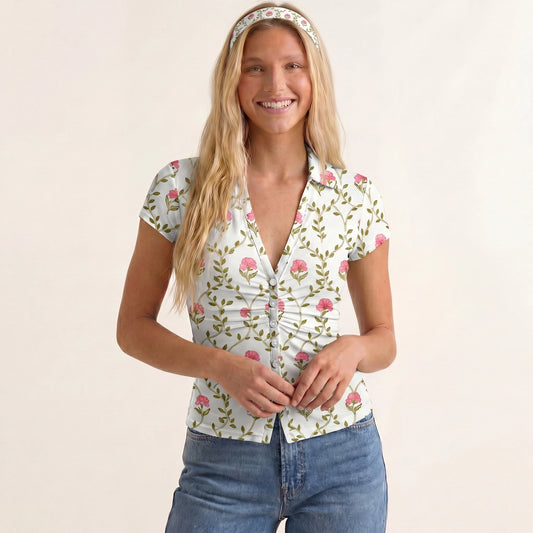 Clover Vine Whisper Print Boho Bandeau Headband