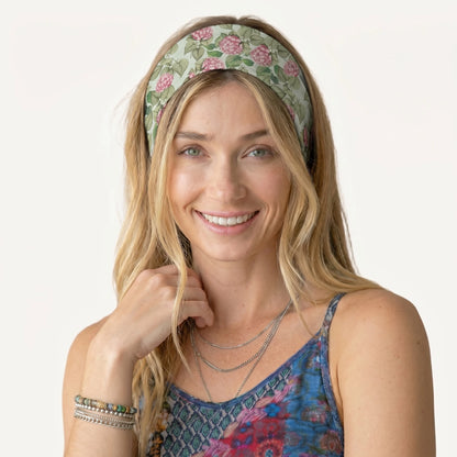 Hydrangea Whisper Print Boho Bandeau Headband