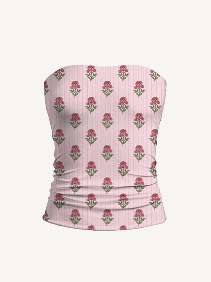 Misty Rose Garden Print Boho Bandeau Headband