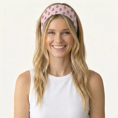 Misty Rose Garden Print Boho Bandeau Headband
