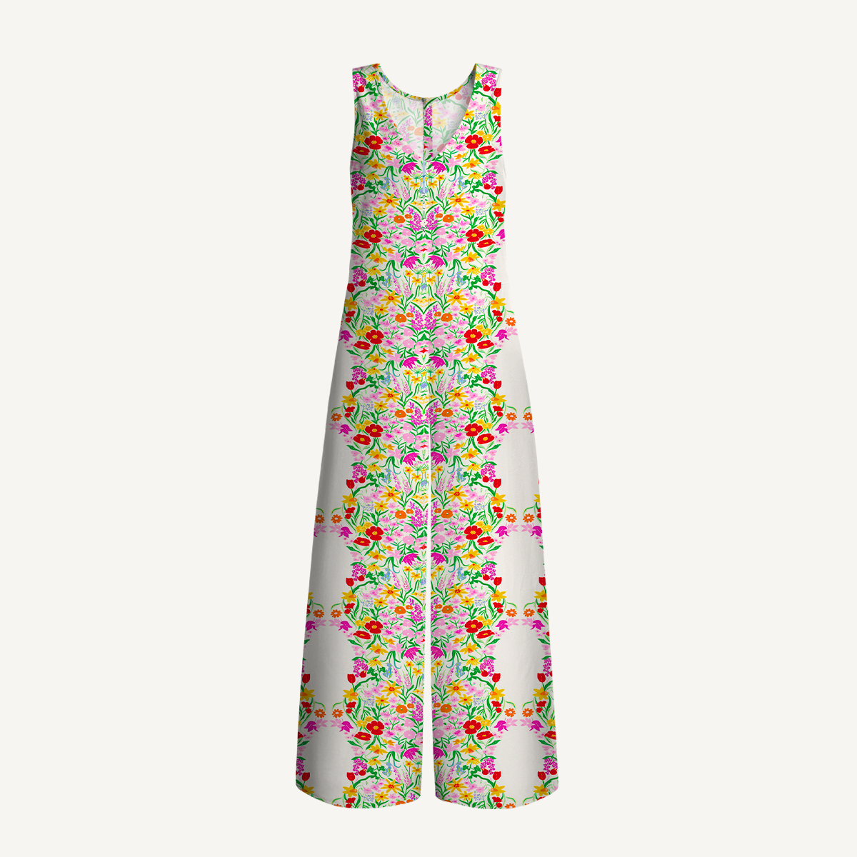 V-Neck Elegant Garden Boho Jumpsuit with Pockets for Women