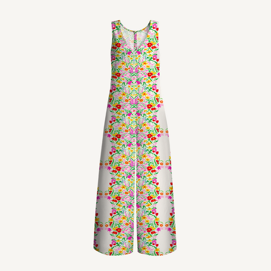 V-Neck Elegant Garden Boho Jumpsuit with Pockets for Women