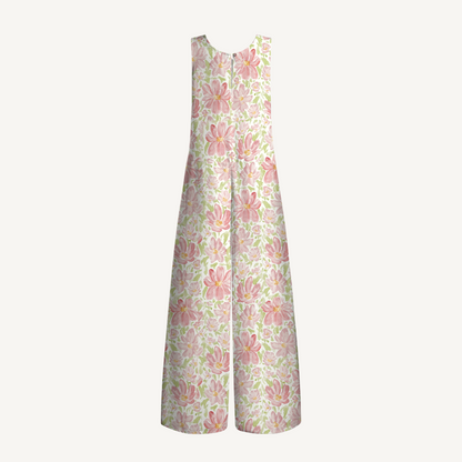 V-Neck Dahlia Boho Jumpsuit with Pockets for Women