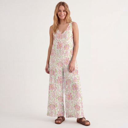 V-Neck Dahlia Boho Jumpsuit with Pockets for Women