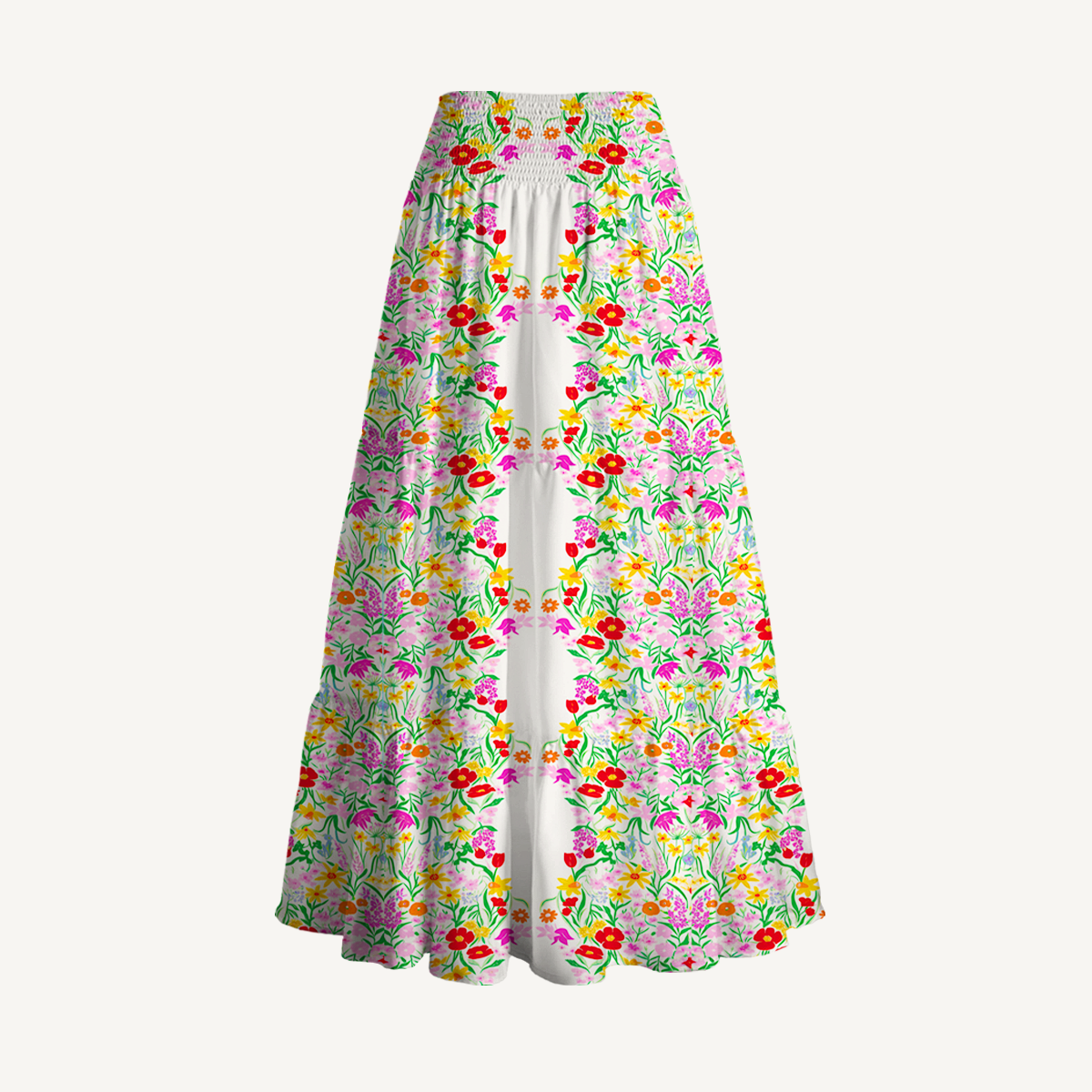 Elegant Garden Print Convertible Maxi Skirt & Strapless Dress