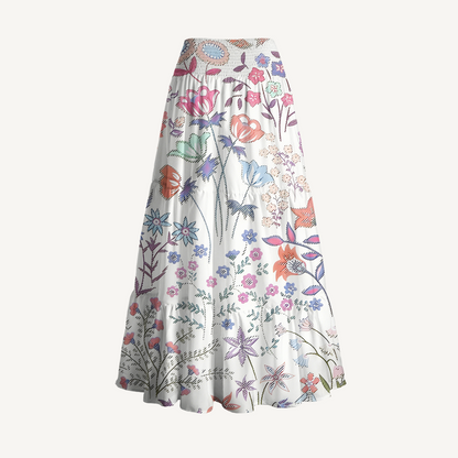 Bohemian Wildflower Garden Print Convertible Maxi Skirt & Strapless Dress