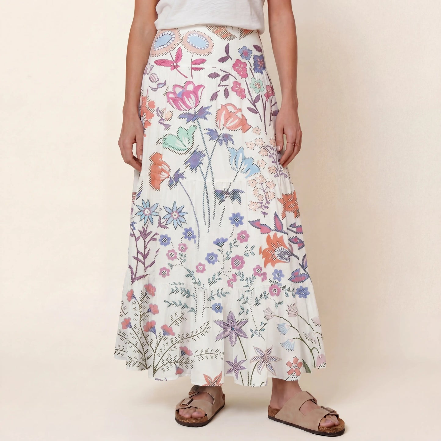 Bohemian Wildflower Garden Print Convertible Maxi Skirt & Strapless Dress