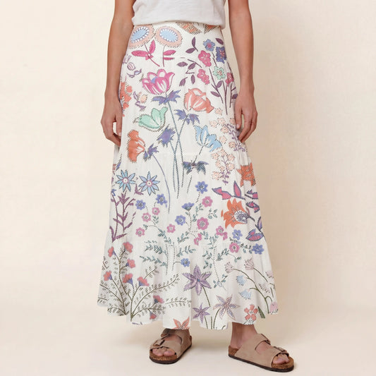 Bohemian Wildflower Garden Print Convertible Maxi Skirt & Strapless Dress