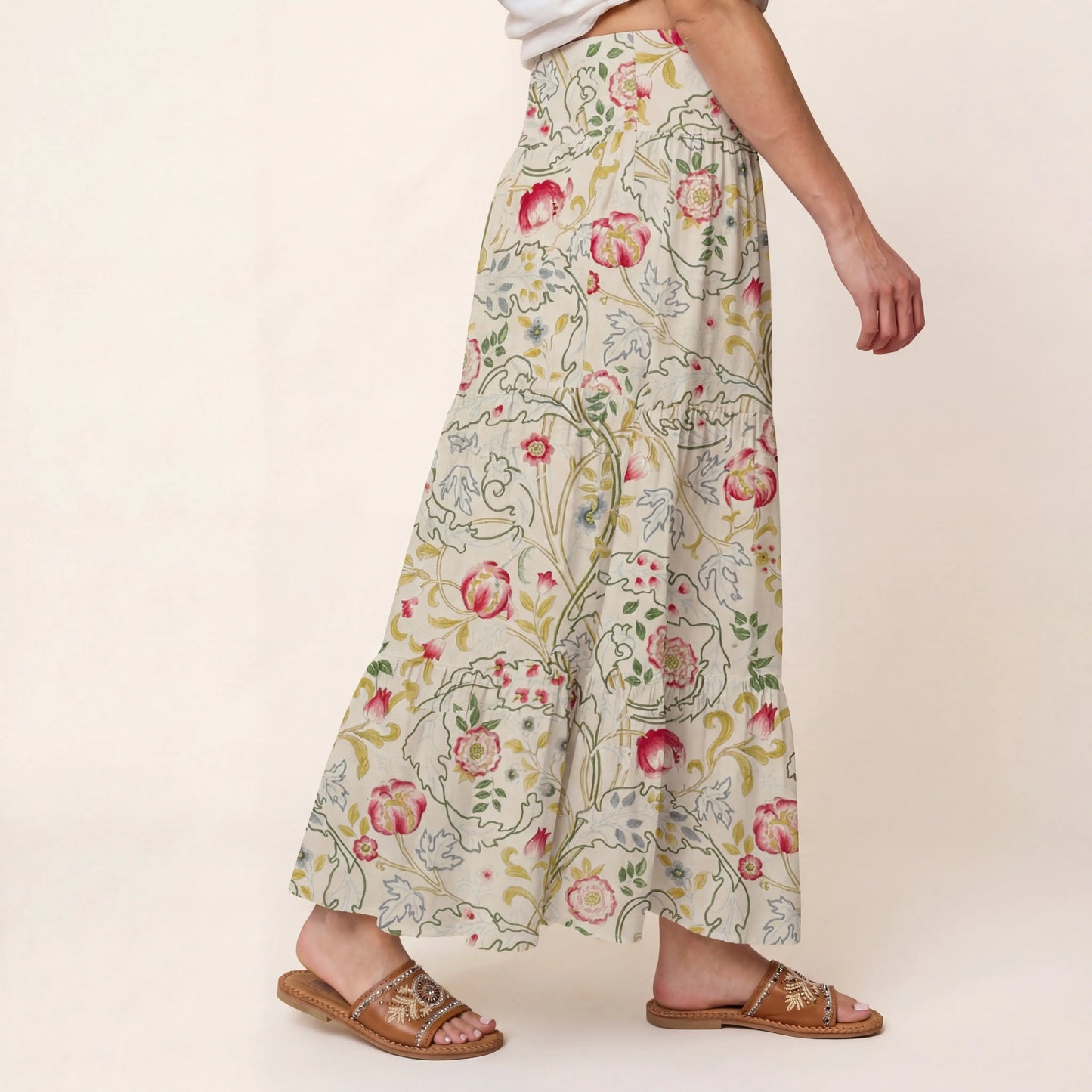 Peony Vine Garden Print Convertible Maxi Skirt & Strapless Dress