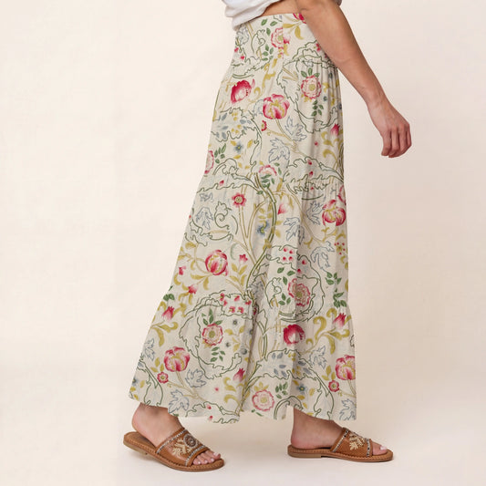 Peony Vine Garden Print Convertible Maxi Skirt & Strapless Dress
