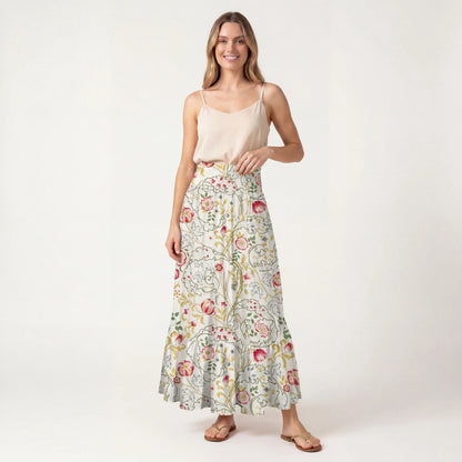 Peony Vine Garden Print Convertible Maxi Skirt & Strapless Dress