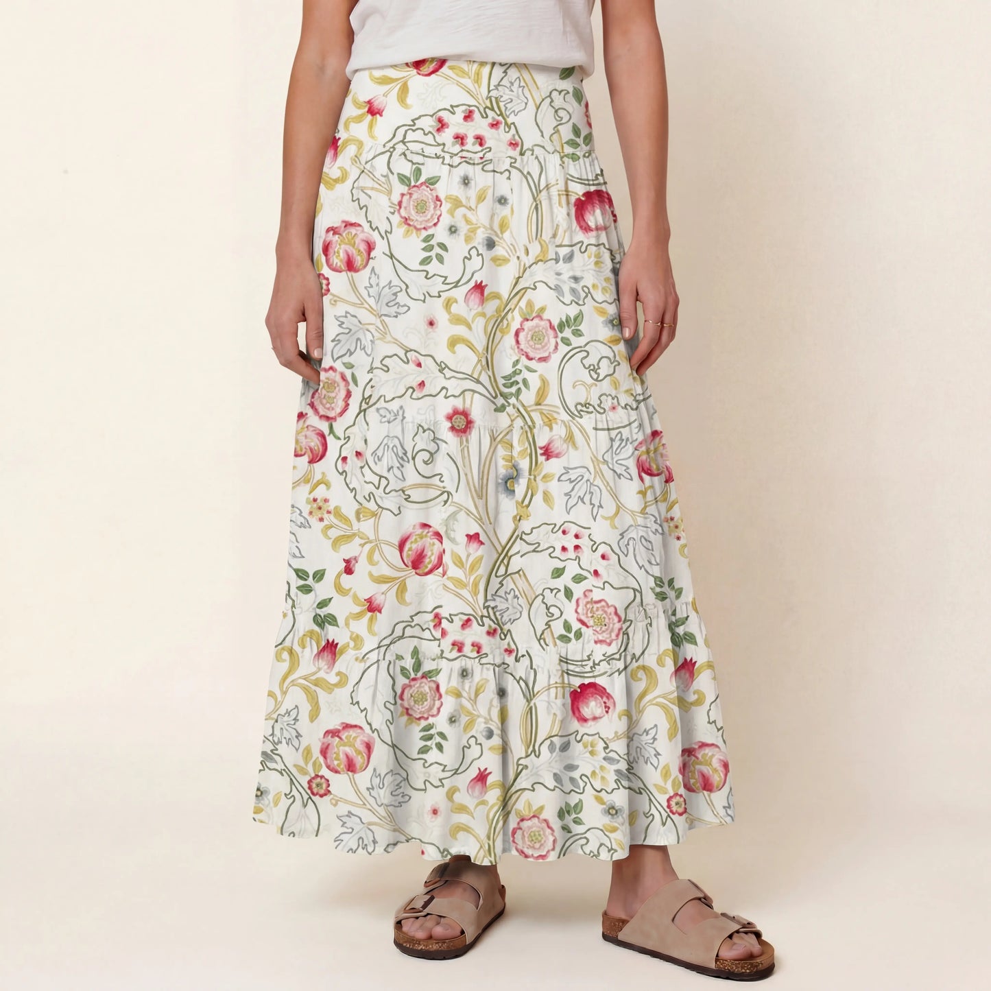 Peony Vine Garden Print Convertible Maxi Skirt & Strapless Dress