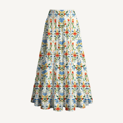Folk Bloom Print Convertible Maxi Skirt & Strapless Dress