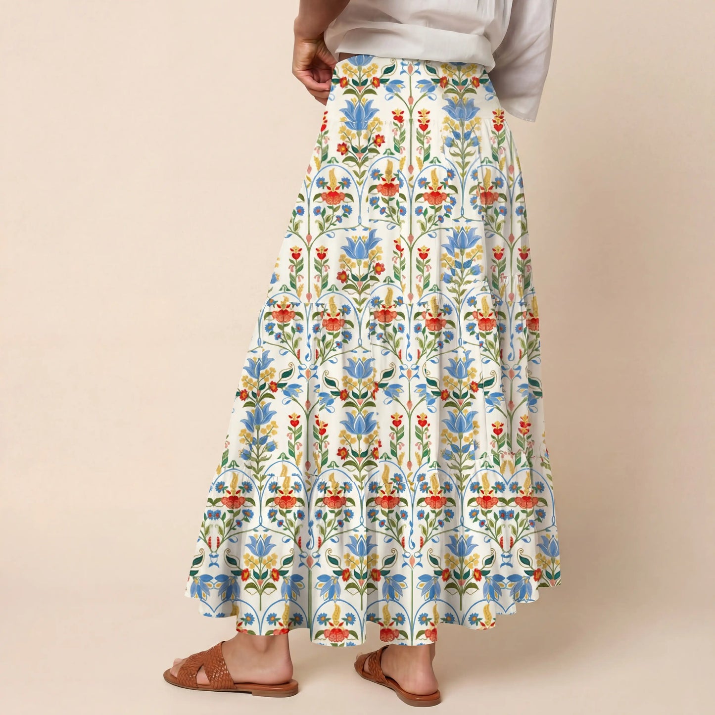 Folk Bloom Print Convertible Maxi Skirt & Strapless Dress