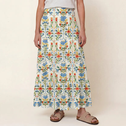 Folk Bloom Print Convertible Maxi Skirt & Strapless Dress