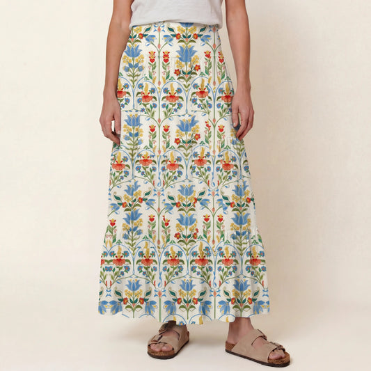 Folk Bloom Print Convertible Maxi Skirt & Strapless Dress