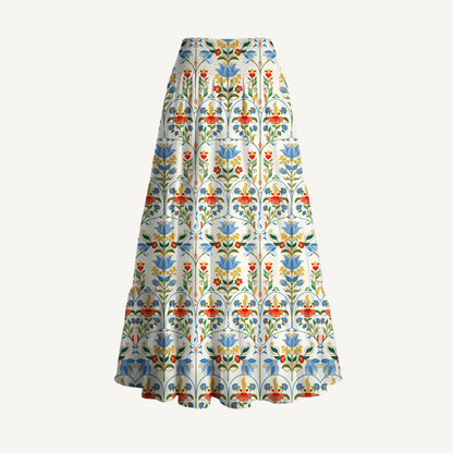 Folk Bloom Print Convertible Maxi Skirt & Strapless Dress