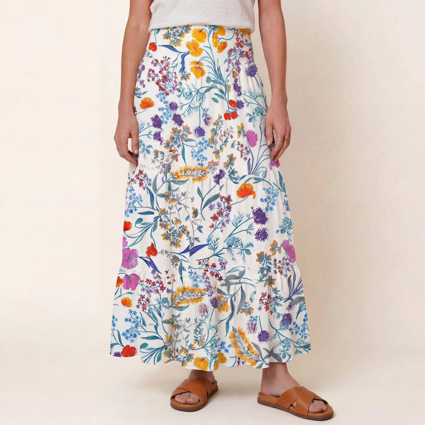 Fiery Meadow Print Convertible Maxi Skirt & Strapless Dress