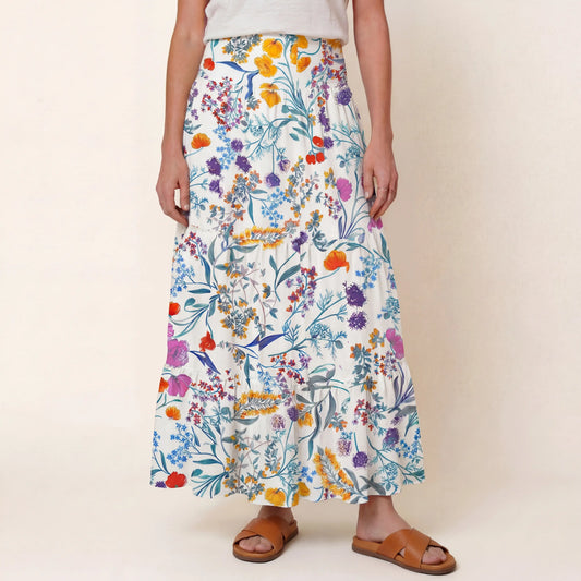 Fiery Meadow Print Convertible Maxi Skirt & Strapless Dress