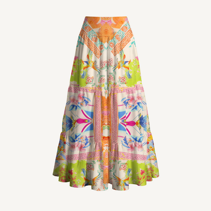 Vivid Lily Print Convertible Maxi Skirt & Strapless Dress