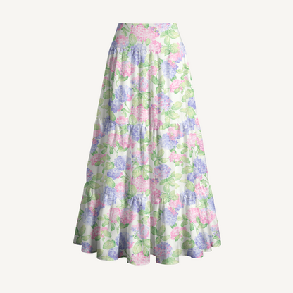 Lilac Hydrangea Print Convertible Maxi Skirt & Strapless Dress
