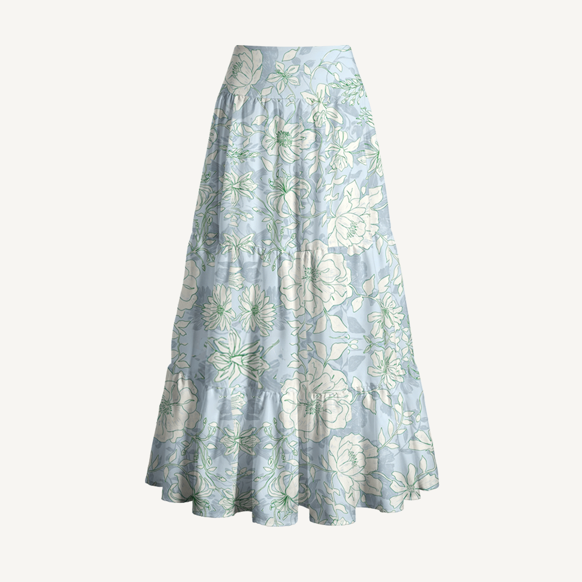 Mist Floral Print Convertible Maxi Skirt & Strapless Dress