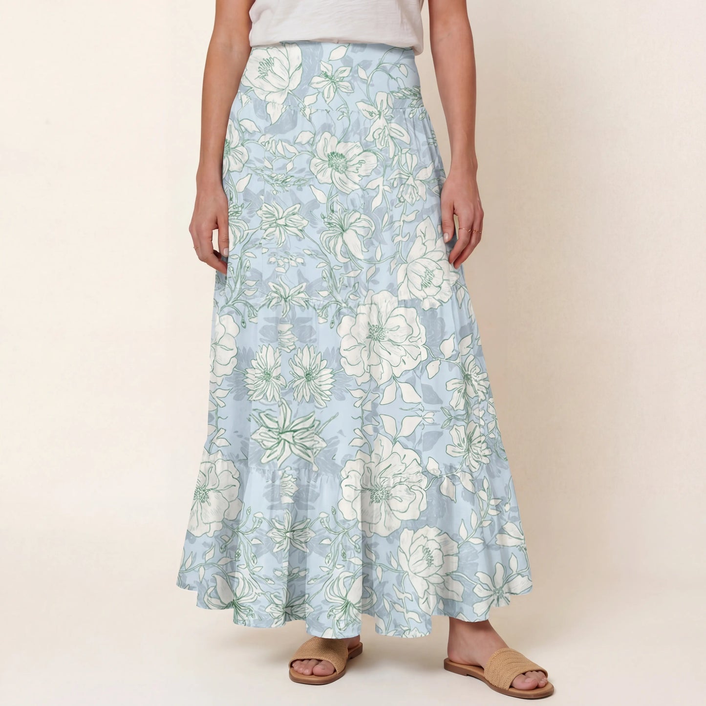 Mist Floral Print Convertible Maxi Skirt & Strapless Dress