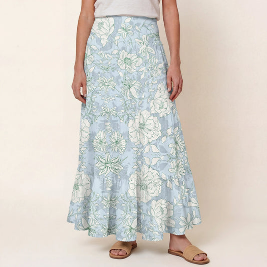 Mist Floral Print Convertible Maxi Skirt & Strapless Dress