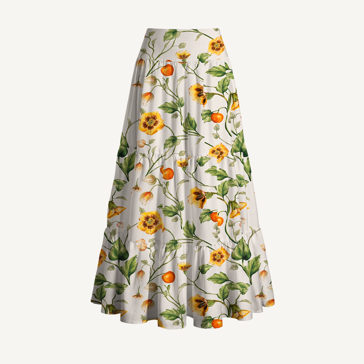 Golden Field Print Convertible Maxi Skirt & Strapless Dress