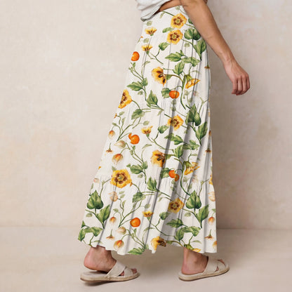 Golden Field Print Convertible Maxi Skirt & Strapless Dress