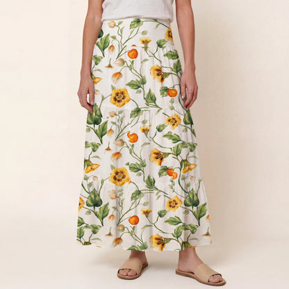 Golden Field Print Convertible Maxi Skirt & Strapless Dress