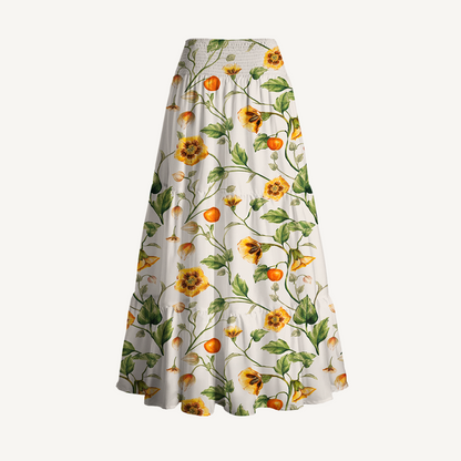 Golden Field Print Convertible Maxi Skirt & Strapless Dress