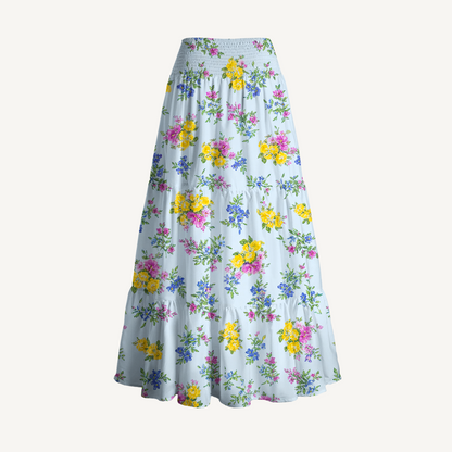 Blue Meadow Print Convertible Maxi Skirt & Strapless Dress