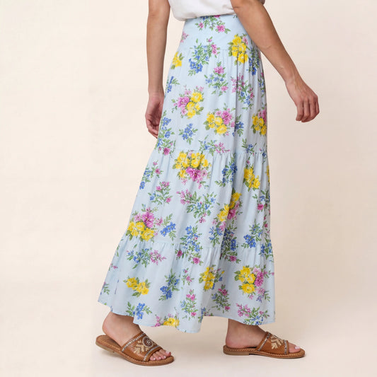 Blue Meadow Print Convertible Maxi Skirt & Strapless Dress