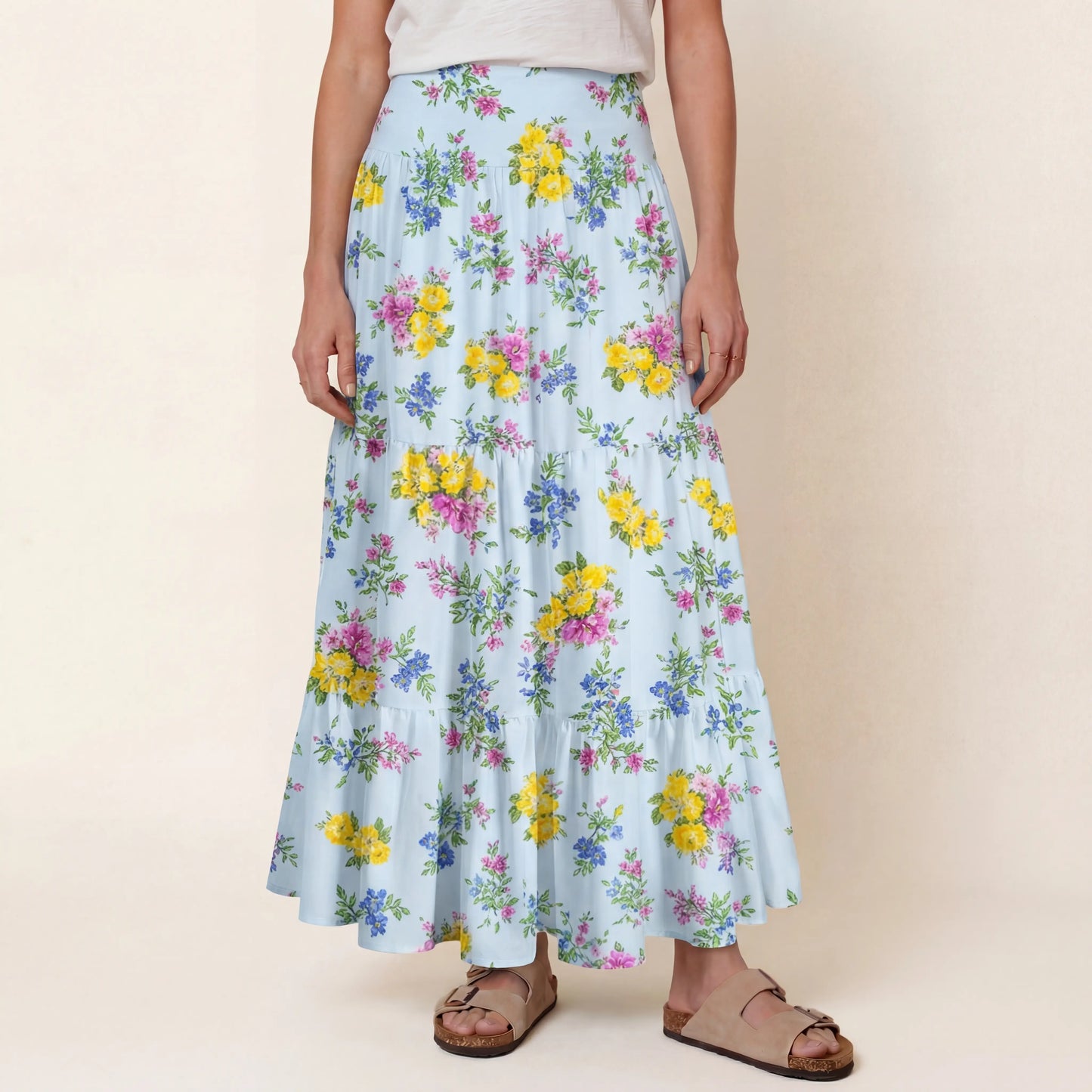 Blue Meadow Print Convertible Maxi Skirt & Strapless Dress