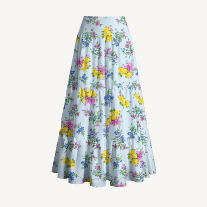 Blue Meadow Print Convertible Maxi Skirt & Strapless Dress