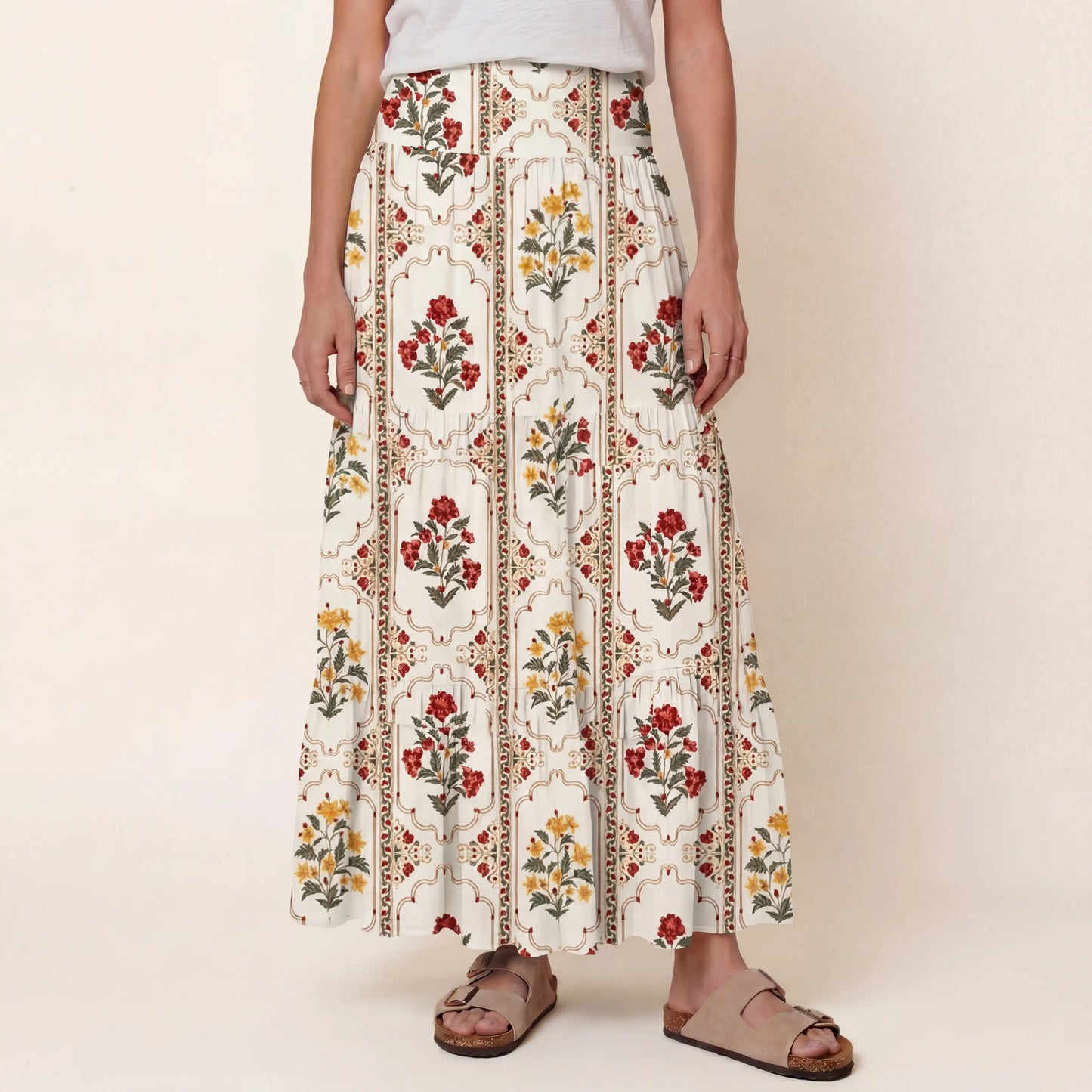 Velvet Carnation Print Convertible Maxi Skirt & Strapless Dress