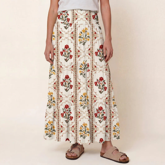 Velvet Carnation Print Convertible Maxi Skirt & Strapless Dress