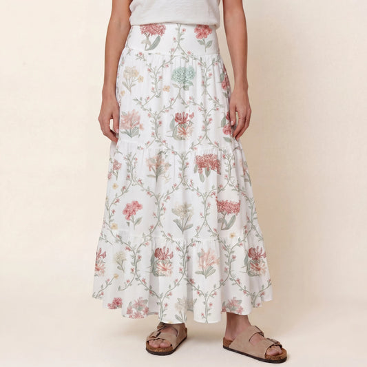 Coral Vine Print Convertible Maxi Skirt & Strapless Dress