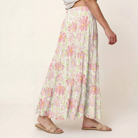 Cosmos Flower Print Convertible Maxi Skirt & Strapless Dress