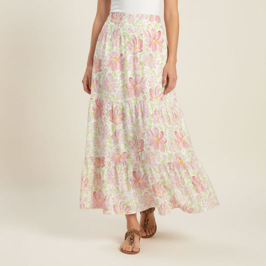Cosmos Flower Print Convertible Maxi Skirt & Strapless Dress