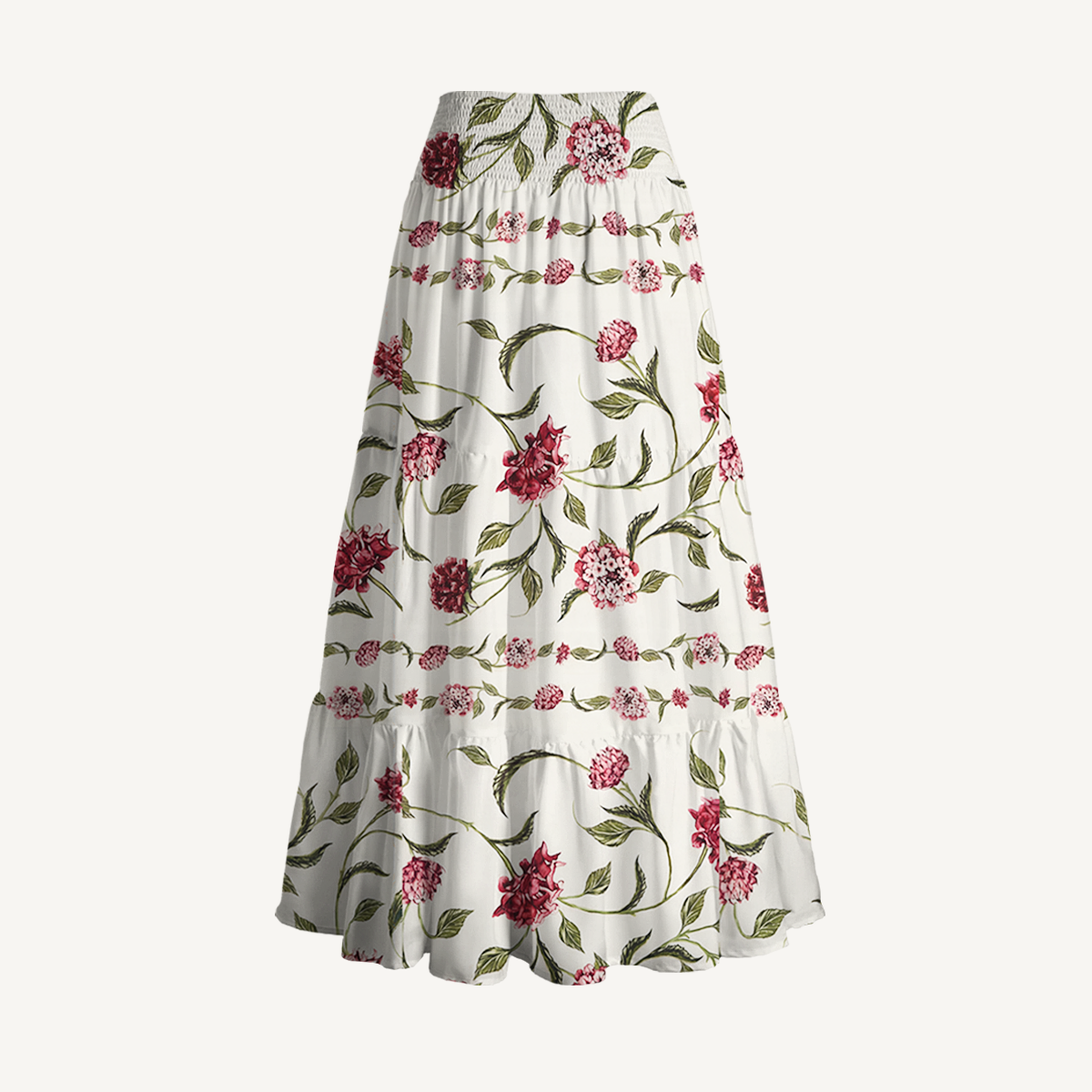 Red Floral Print Convertible Maxi Skirt & Strapless Dress