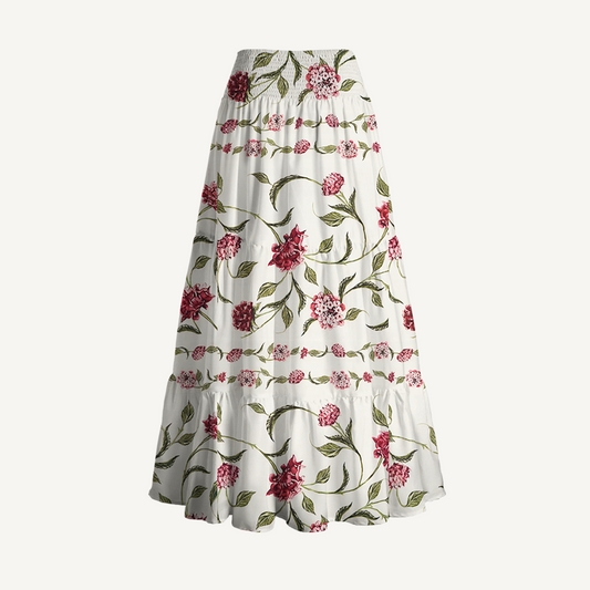 Red Floral Print Convertible Maxi Skirt & Strapless Dress